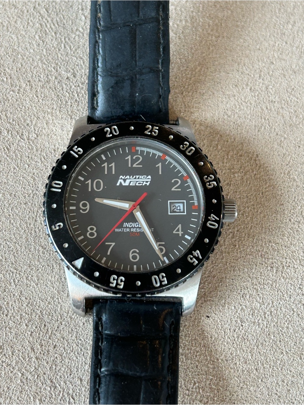 Nautica Nech water resistant analog watch leather band